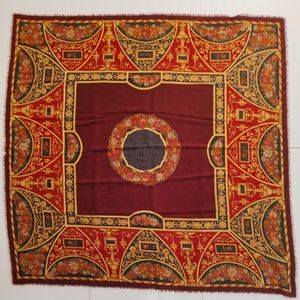 1990s Gucci Burgundy Classical Floral Scarf